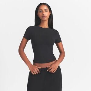 Skims Cotton Jersey Black Tee